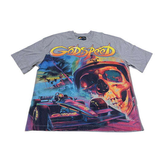 Godspeed Mens F1 Dreams Crew Neck T-Shirt Stone Wash