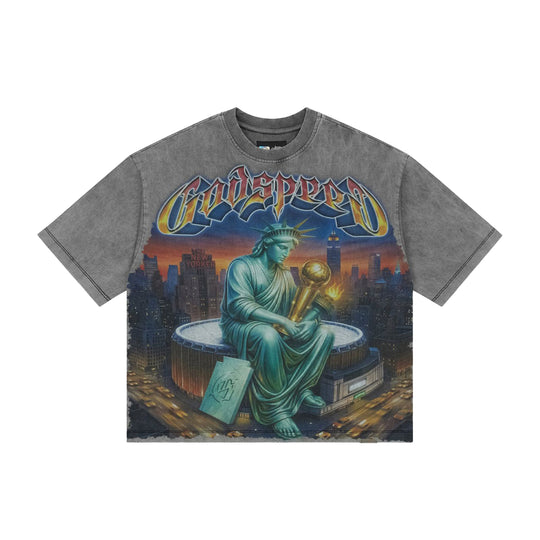 Godspeed Mens Finally Crew Neck T-Shirt Grey Wash