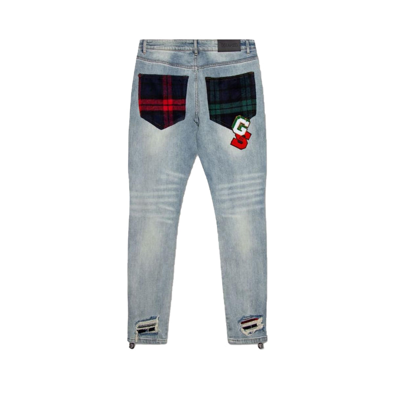 Godspeed Mens Flannel Rugby Relaxed Fit Jeans Denim