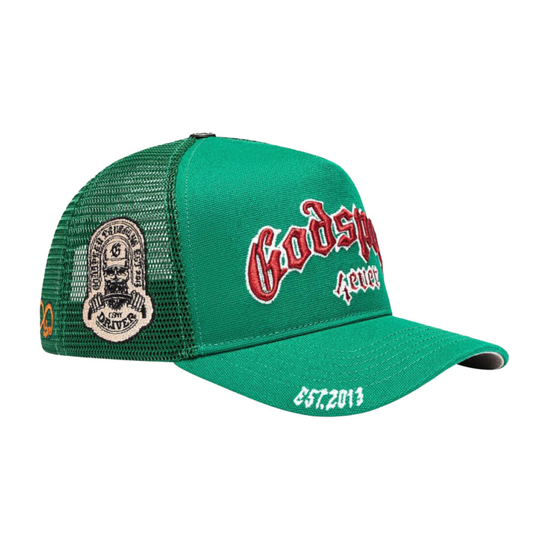 Godspeed Unisex Forever Trucker Hat Green/Red– Premium Lounge NY