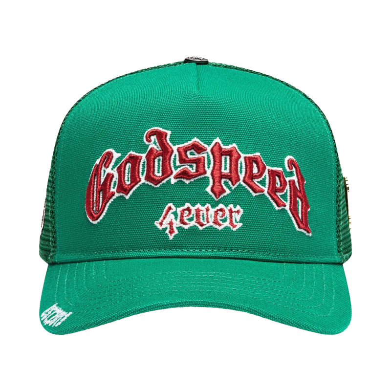 Godspeed Unisex Forever Trucker Hat Green/Red– Premium Lounge NY