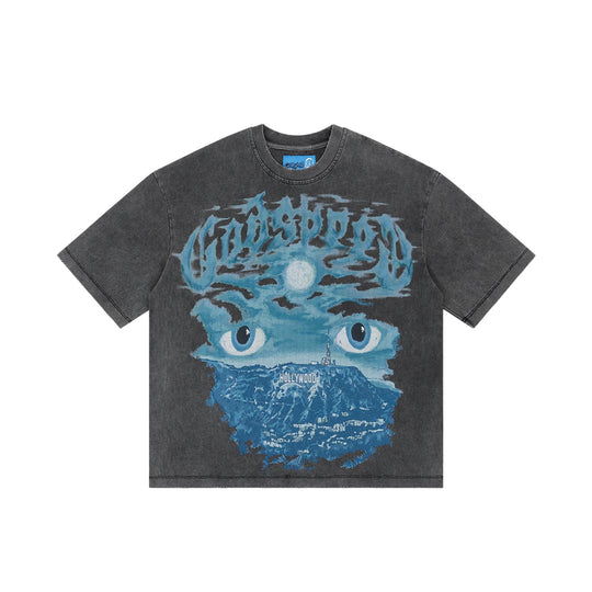 Godspeed Mens NextGen Hills Have Eyes II Crew Neck T-Shirt Grey Wash