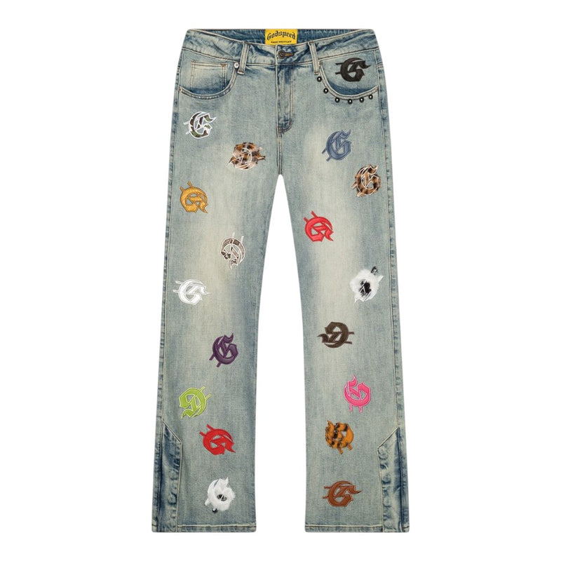 Godspeed Mens Infinity Multi Baggy Jeans Blue Wash