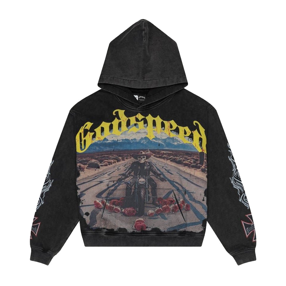 Godspeed Mens Long Lonely Road Hoodie Grey Wash | Premium