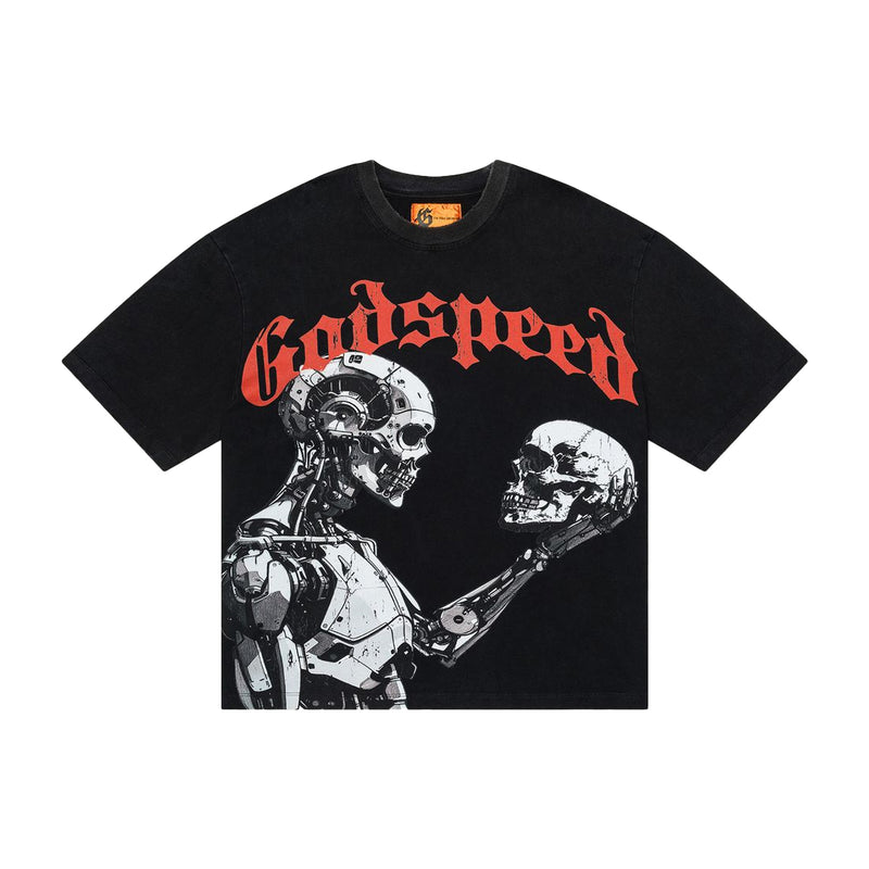 Godspeed Mens Man Vs AI Crew Neck T-Shirt Black Wash