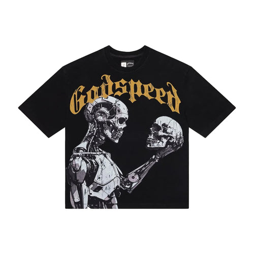 Godspeed Mens Mankind Vs AI III Crew Neck T-Shirt Black Yellow