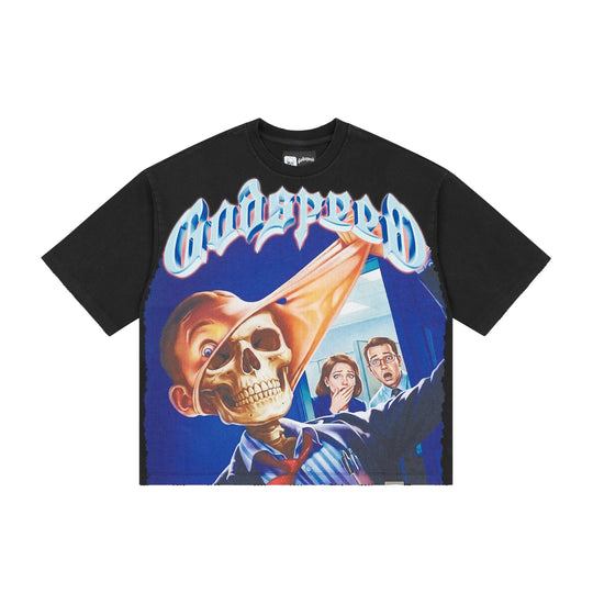 Godspeed Mens Mask Off Crew Neck T-Shirt Black Wash