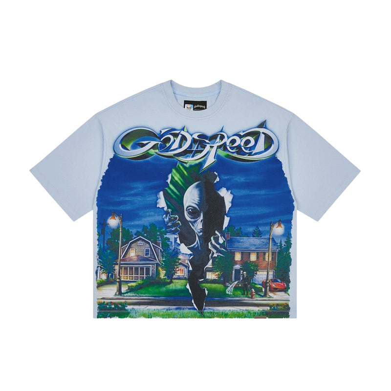 Godspeed Mens Neighborhood Watch Crew Neck T-Shirt Ice Blue