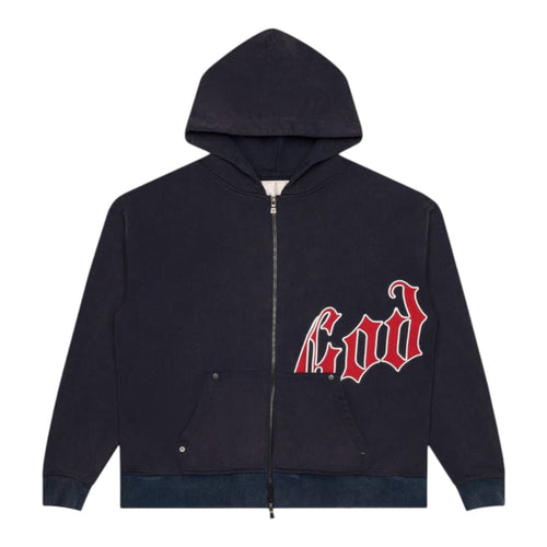 Godspeed Mens OG Logo V2 Boom Zip Up Hoodie Black Washed- Premium