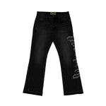 Godspeed Mens Og Logo Straight Flare Jeans Black Wash