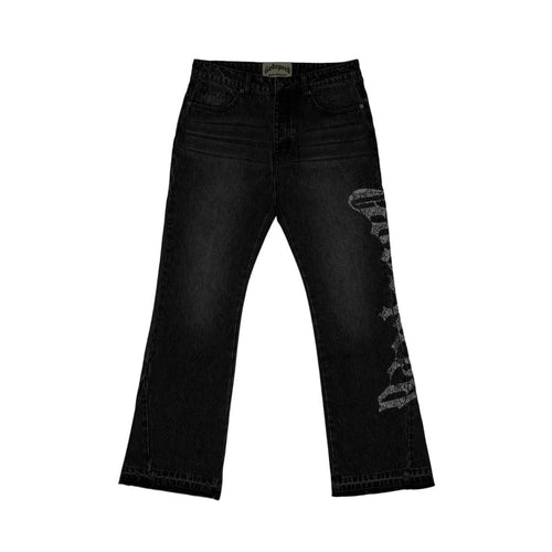 Godspeed Mens Og Logo Straight Flare Jeans Black Wash