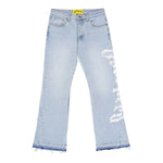 Godspeed Mens Og Logo  Straight Flare Jeans Printed Blue
