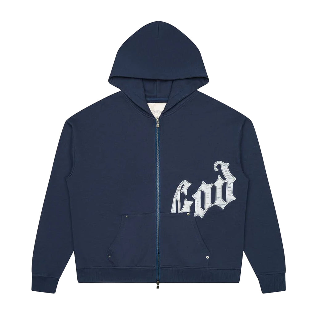 Godspeed Mens OG Logo Hoodie Navy/Silver Satin– Premium Lounge NY Godspeed Mens OG Logo Hoodie Navy/Silver Satin– Premium Lounge NY