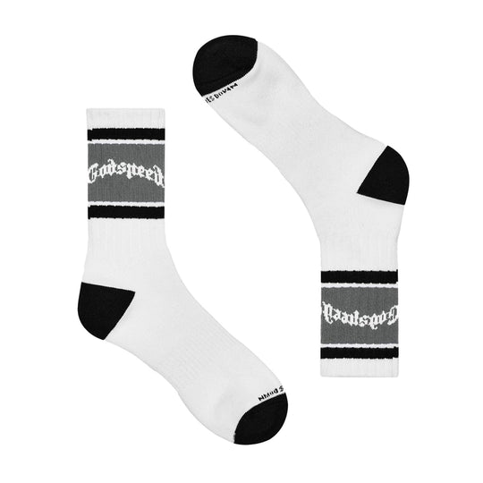 Godspeed Unisex Og Logo Striped Socks White/Grey