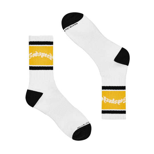 Godspeed Unisex Og Logo Striped Socks White/Yellow