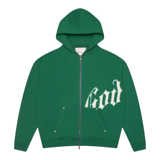 Godspeed Mens OG Logo V2 Zip Up Hoodie Green/White