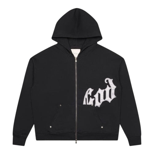 Godspeed Mens OG Logo V2 Boom Zip Up Hoodie Black/Silver Satin