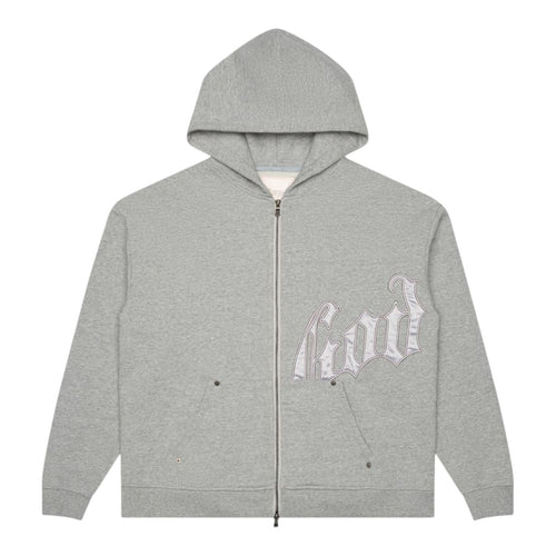 Godspeed Mens OG Logo V2 Boom Zip Up Hoodie Grey/Silver Satin