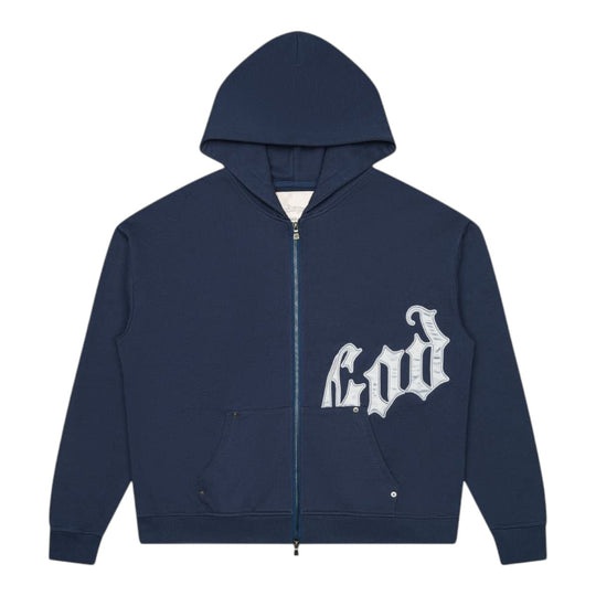 Godspeed Mens OG Logo V2 Boom Zip Up Hoodie Navy/Silver