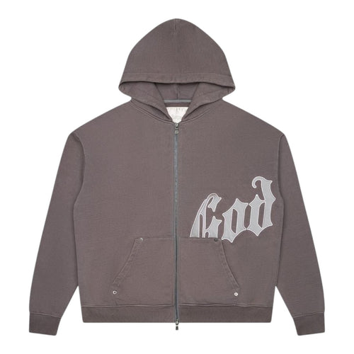Godspeed Mens OG Logo V2 Boom Zip Up Hoodie Stone Grey