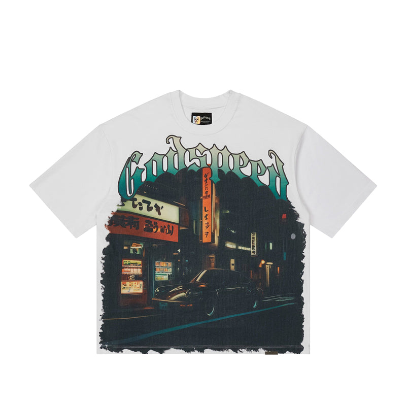 Godspeed Mens Pit-Stop Tokyo Crew Neck T-Shirt White
