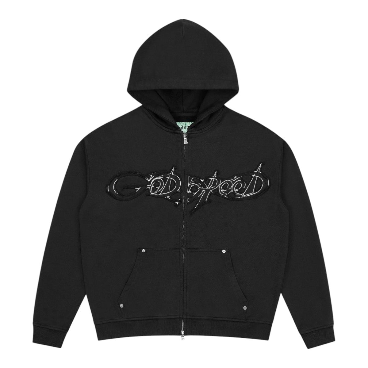 Godspeed Mens Raw Import Zip Up Hoodie Black