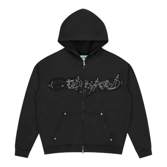 Godspeed Mens Raw Import Zip Up Hoodie Black