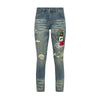 Godspeed Mens Rugby Patch Relaxed Fit Jeans Denim Blue