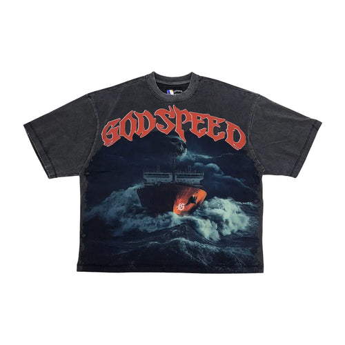 Godspeed Mens Sea Sick Crew Neck T-Shirt Grey Wash