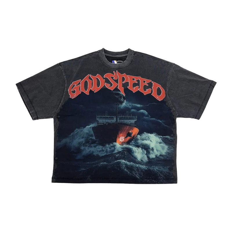 Godspeed Mens Sea Sick Crew Neck T-Shirt Grey Wash