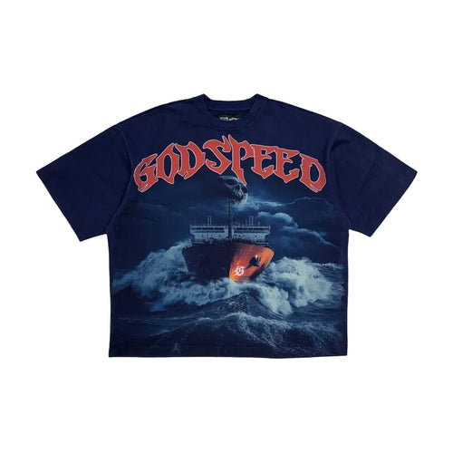 Godspeed Mens Sea Sick Crew Neck T-Shirt Navy