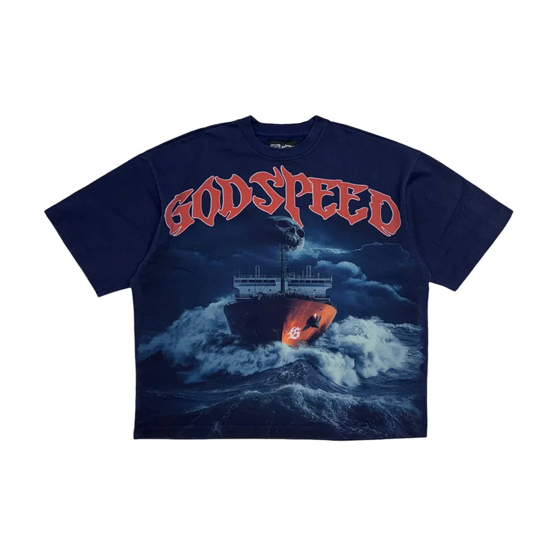 Godspeed Mens Sea Sick Crew Neck T-Shirt Navy