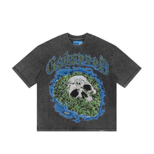 Godspeed Mens NextGen Skull Island II Crew Neck T-Shirt Grey Wash