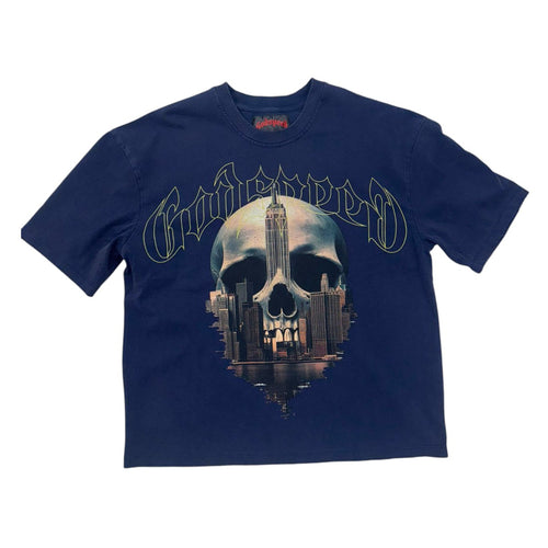 Godspeed Mens Skyline Crew Neck T-Shirt Navy Wash