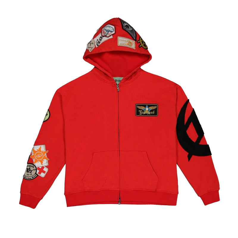 Godspeed Mens Squadron Zip Up Hoodie Red– Premium Lounge NY