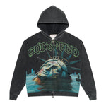 Godspeed Mens Sunken Liberty Zip Hoodie Grey Wash