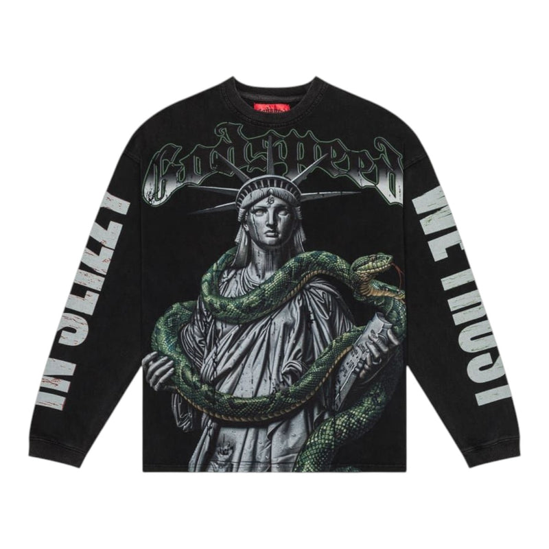 Godspeed Mens Top 5 Slizzy Long Sleeve Shirt Black Wash
