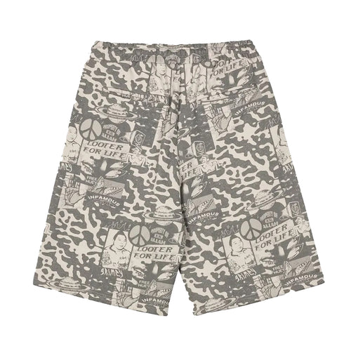 Grimey Mens Peace Within All Baggy Sweatshorts GBSS191-LGRE Light Grey