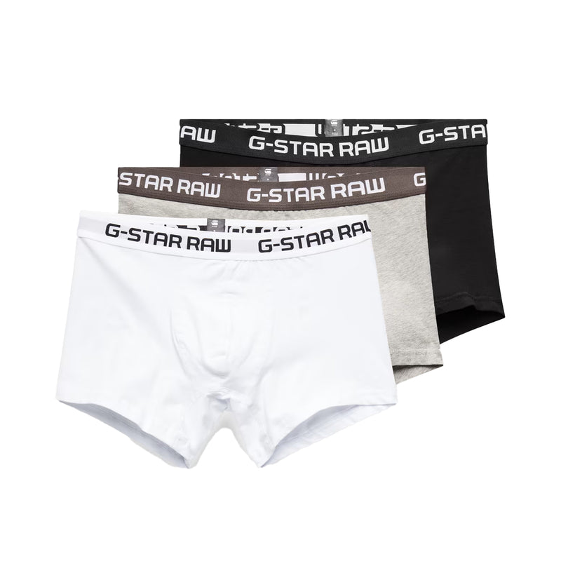 G-Star Raw Mens Classic 3-Pack Boxer Brief D03359-2058-6172 Black/Grey Heather/White