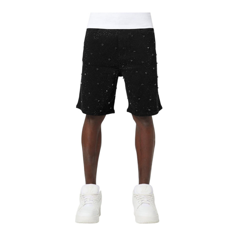 Guapi Mens Embellished Shorts 486 All Black