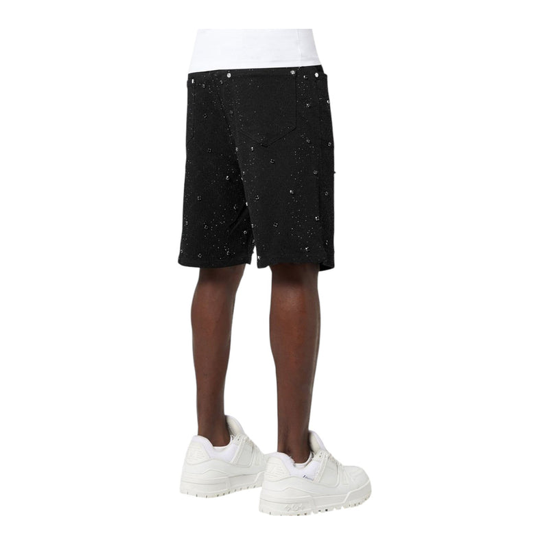 Guapi Mens Embellished Shorts 486 All Black
