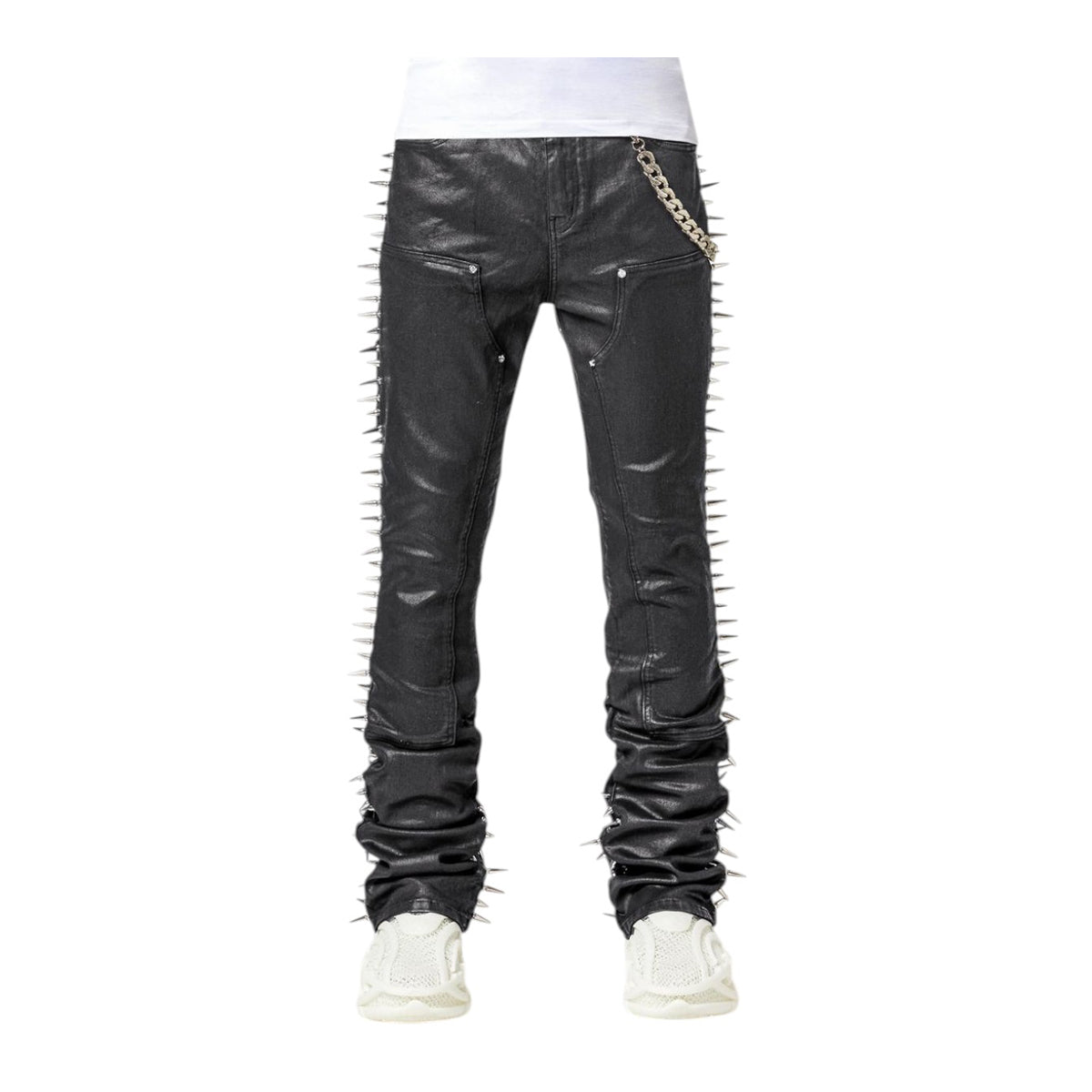 Guapi Mens Spikes Denim Jeans 494 Obsidian Black | Premium