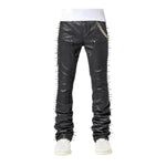 Guapi Mens Spikes Denim Jeans 494 Obsidian Black