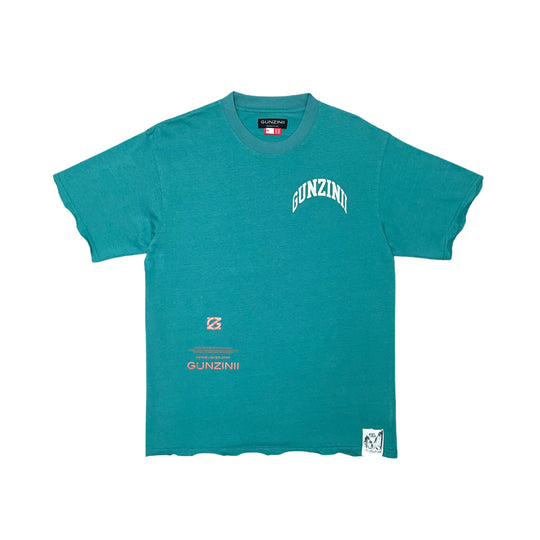 Gunzinii Mens Multi Logo Garment Dyed Crew Neck T-Shirt Green Bay