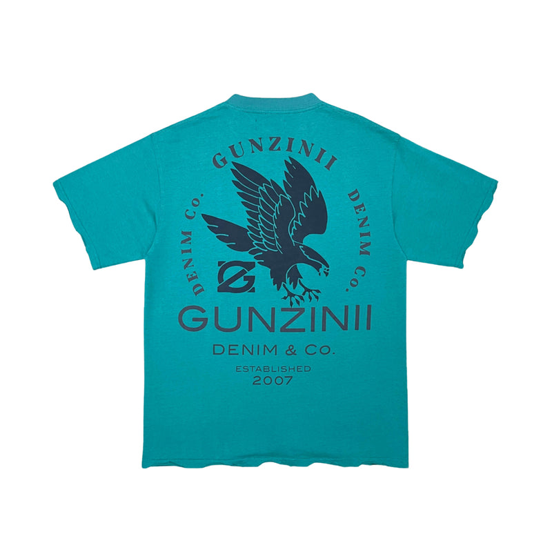 Gunzinii Mens Eagle Garment Dyed Crew Neck T-Shirt Green Bay