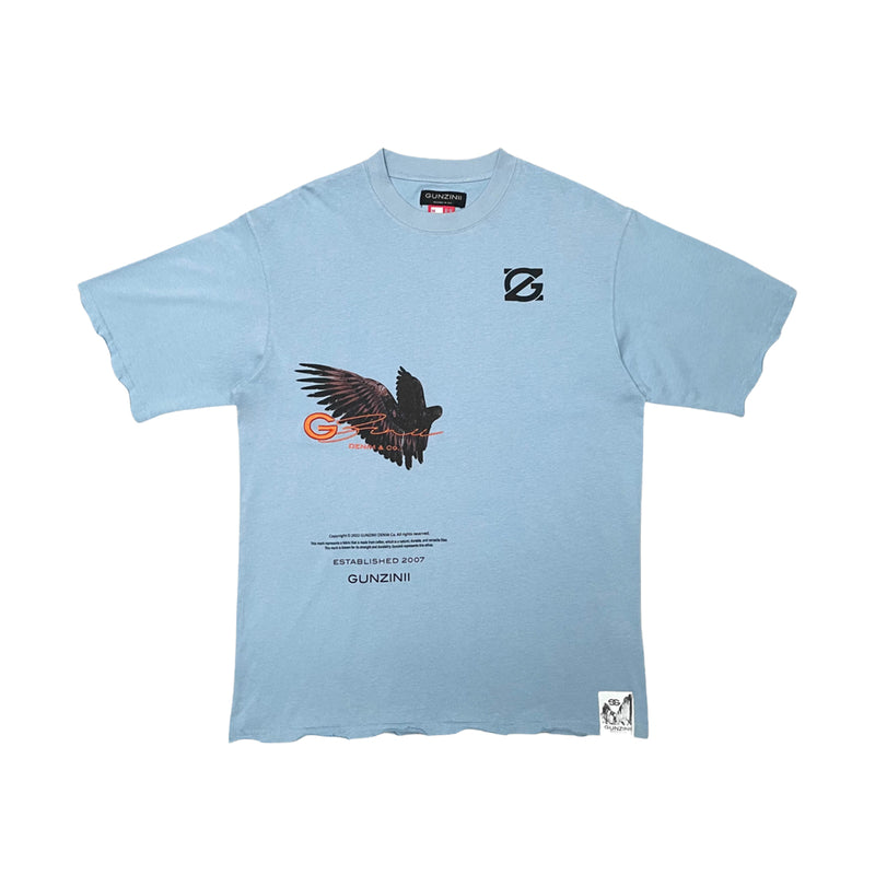 Gunzinii Mens Eagle Crew Neck T-Shirt Frost Blue