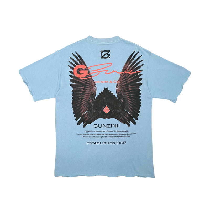 Gunzinii Mens Eagle Crew Neck T-Shirt Frost Blue