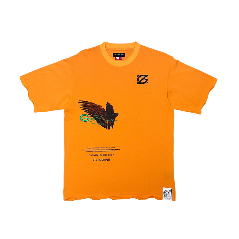 Gunzinii Mens Eagle Crew Neck T-Shirt Orange