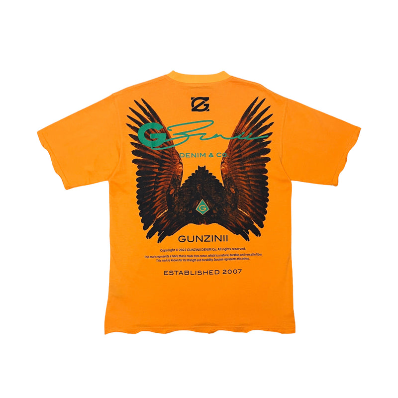 Gunzinii Mens Eagle Crew Neck T-Shirt Orange