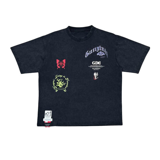 Gunzinii Mens Mongol Crew Neck T-Shirt GZ425 Black